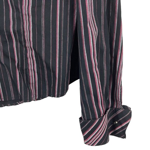 Cato Women Black & Pink Striped Button-Up Long Sleeve Shirt Size S - Picture 6 of 7